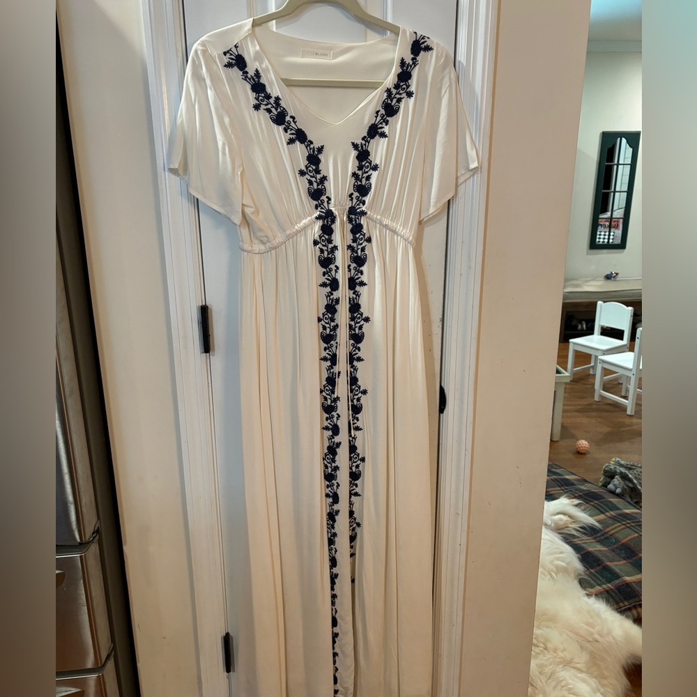 Ivory Embroidered Maternity Maxi Dress - Picture 1 of 1